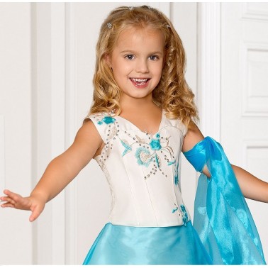 Robe enfant bleu turquoise "Christella" 13096