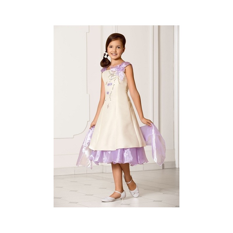 Robe enfant de ceremonie ecru et violet" Christella"