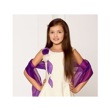 Robe de ceremonie pour enfant ivoire et violet