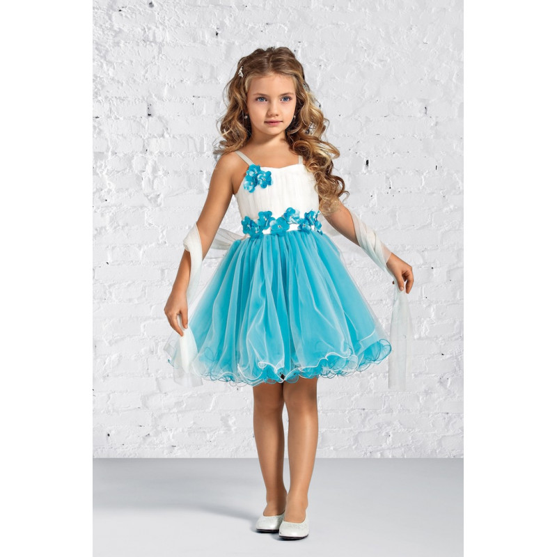 Robe Enfant De Cérémonie Ivoire Et Bleu