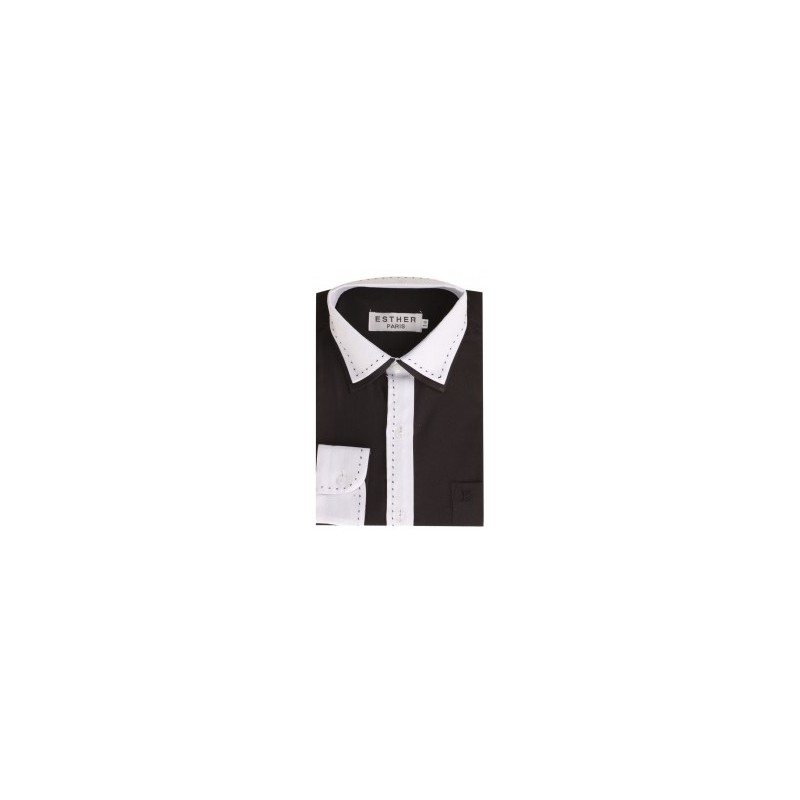 Chemise enfant ceremonie noir et blanc de 1 a 14 ans