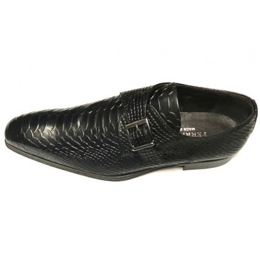 Chaussure homme croco noir a boucles