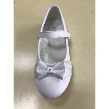 Ballerines enfant blanches avec noeud en satin