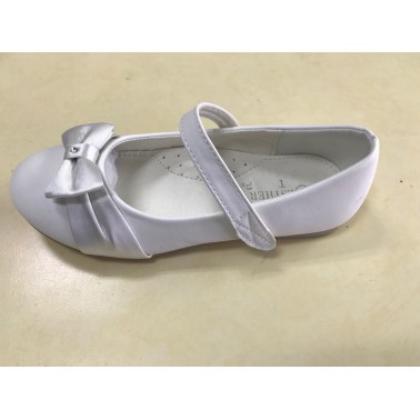 Ballerines enfant blanches avec noeud en satin