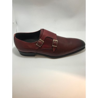  Chaussure homme cuir rouge a boucles