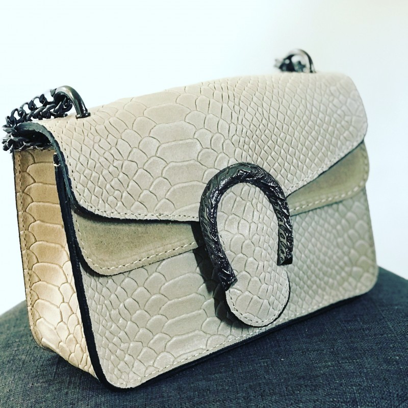 Sac femme beige effet croco 