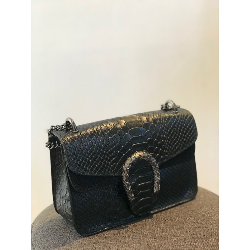  Sac femme noir effet croco