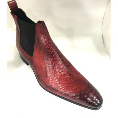 Chelsea rouge croro en cuir