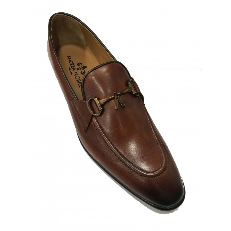 Mocassin italien en cuir marron