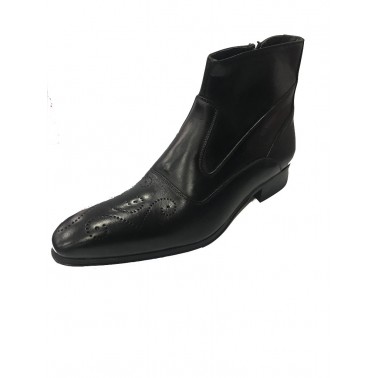 Bottines homme en cuir noir a motifs