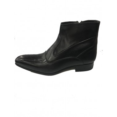 Bottines homme en cuir noir a motifs