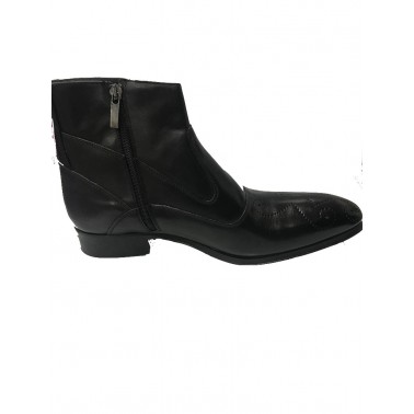 Bottines homme en cuir noir a motifs