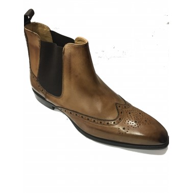 Bottes chelsea camel homme en cuir