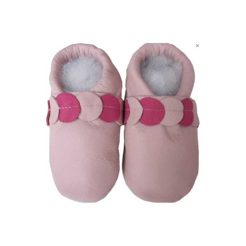 Chausson bébé en cuir rose