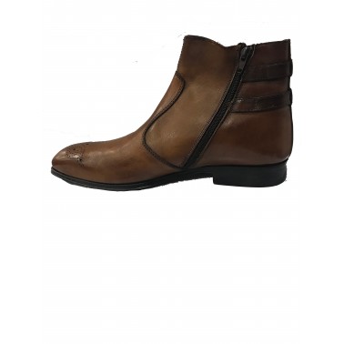 Bottines homme en cuir camel