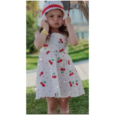 Robe bébé été blanche cerise