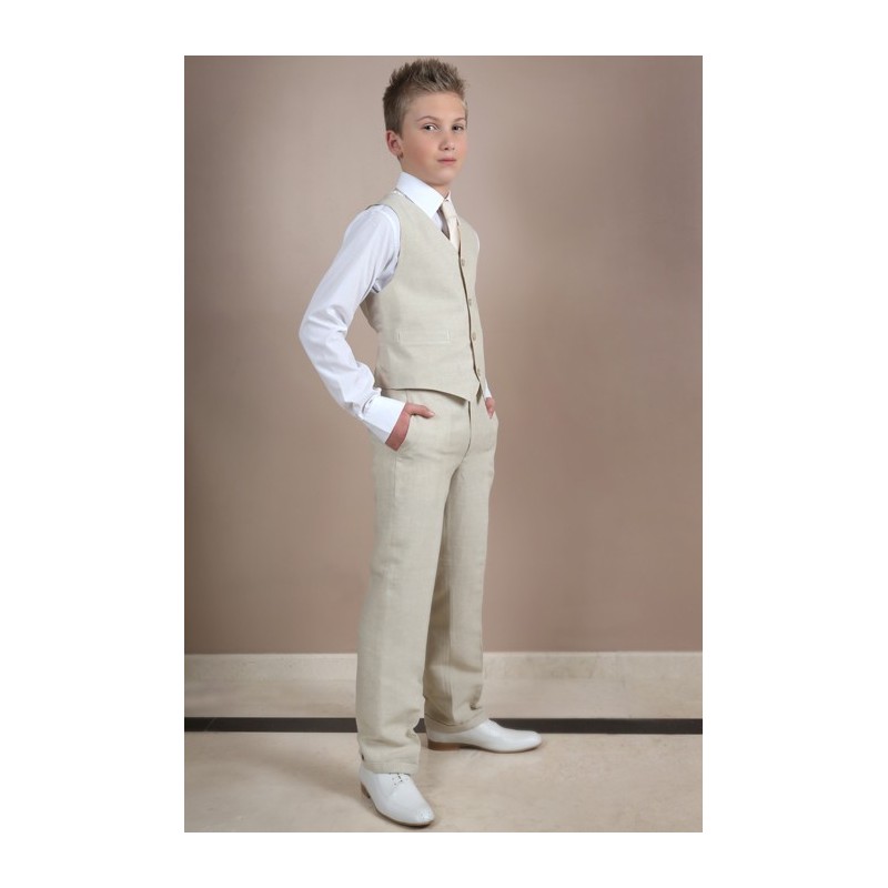 gilet de costume beige garcon