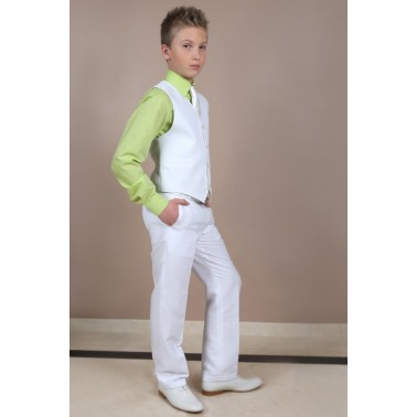 Gilet et pantalon en lin beige 