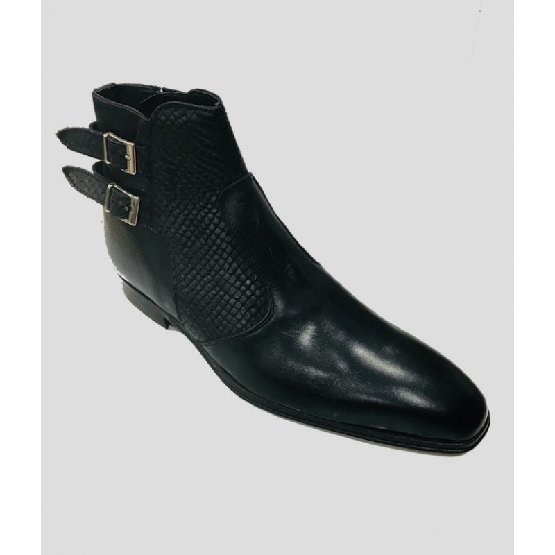 Boots homme bleu marine en cuir italienne