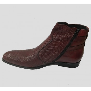 Bottines homme rouge effet croco en curi