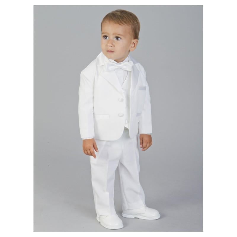 Bébé Garçon Mariage Baptême Blanc Tuxedo Tenue Veste Costume Vêtements Set 3-24 M 