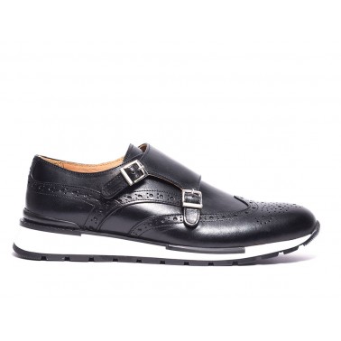 Chaussures hommes MARCO en cuir noir sneakers a boucles