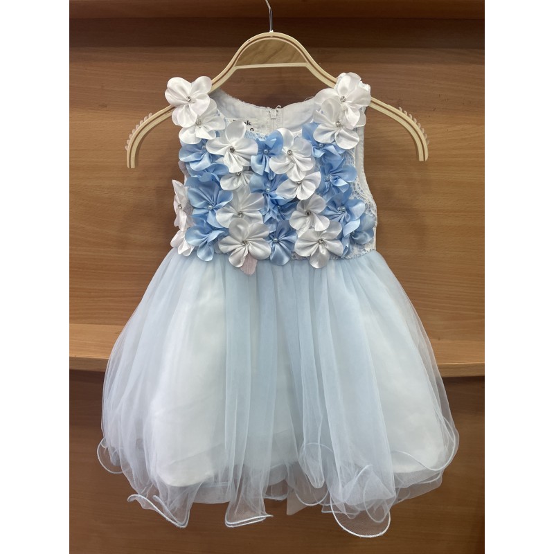 Robe bébé blanc et bleu ciel