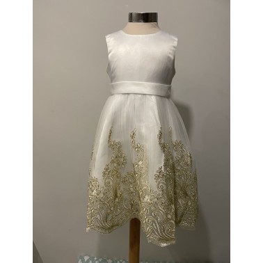 Robe enfant blanche AMBER blanche et or