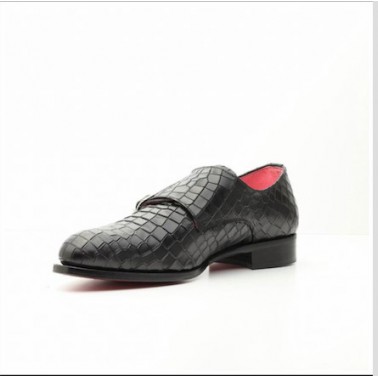 Chaussure homme double boucles croco noir