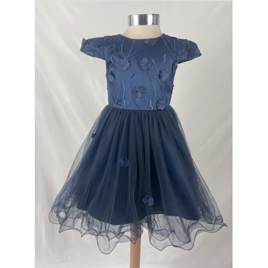 ROBE ENFANT AVEC MANCHE BLEU MARINE JADE