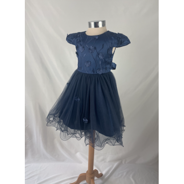 ROBE ENFANT AVEC MANCHE BLEU MARINE JADE