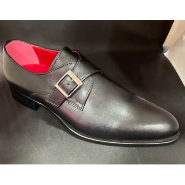 Chaussure homme cuir noir avec une boucles