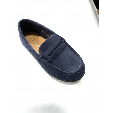 Mocassin enfant daim bleu marine