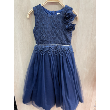 Robe enfant longue bleu marine mariage et ceremonie