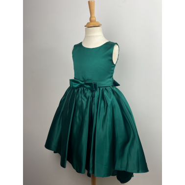 Robe enfant vert en satin Celine