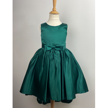 Robe enfant vert en satin Celine