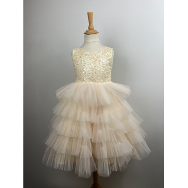 Robe enfant mariage Anaele beige doré