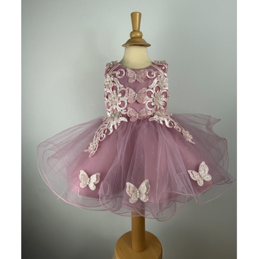 Robe bébé rose poudrée Papillon