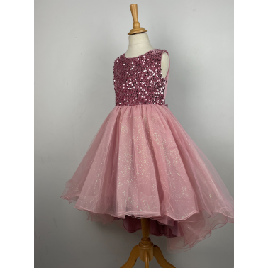 Robe enfant Nina rose poudrée à paillettes spécial Noel