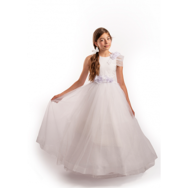 Robe enfant blanche mariage et céremonie avec cerceau