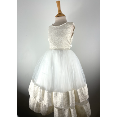 Robe enfant mariage Portance blanc et doré