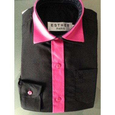 Chemise enfant "Noir et fuchia" 