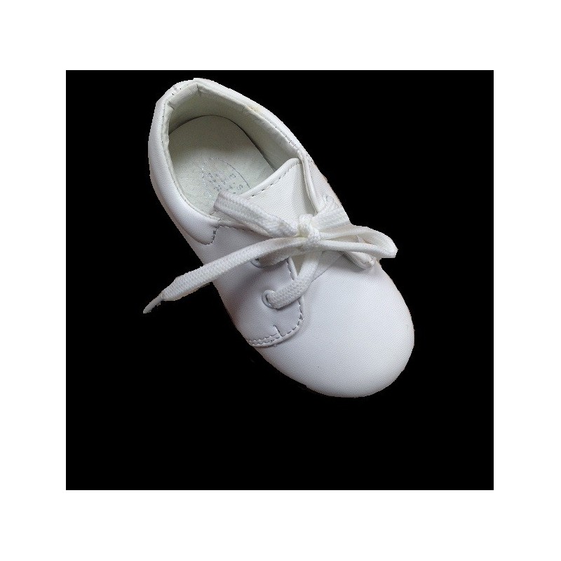 Chaussures de baptême garçon blanc à scratch > Babystock