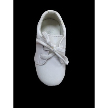 Chaussures de baptême garçon blanc à scratch > Babystock