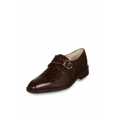 Derbys a boucles marron effet croco