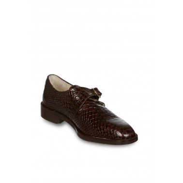 Derbys a boucles marron effet croco